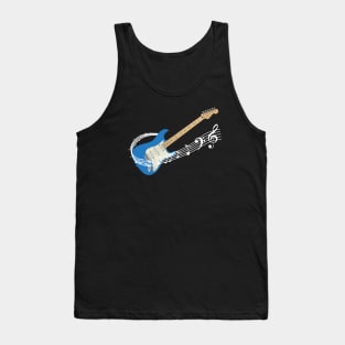 Music Staff Lake Placid Blue Electric Guitar Tank Top